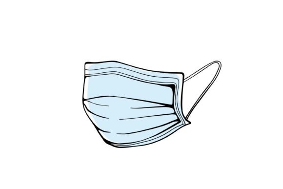 Reviewing Medical Mask. Vector Illustration for Embroidery